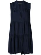Erika Cavallini - Ruched Mini Dress - Women - Silk/acetate - 44, Blue, Silk/acetate
