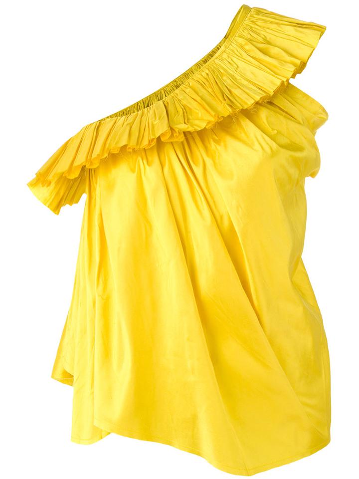 Marques'almeida Ruffled Trim Top, Women's, Size: Xs, Yellow/orange, Silk