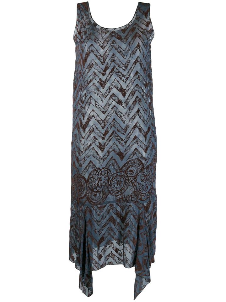 Romeo Gigli Pre-owned 1990's Zigzag Handkerchief Hem Dress - Blue