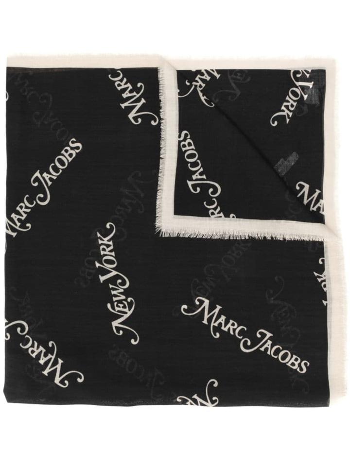 Marc Jacobs Logo Print Scarf - Black