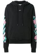 Off-white - Floral Hooded Sweatshirt - Women - Cotton - Xs, Black, Cotton