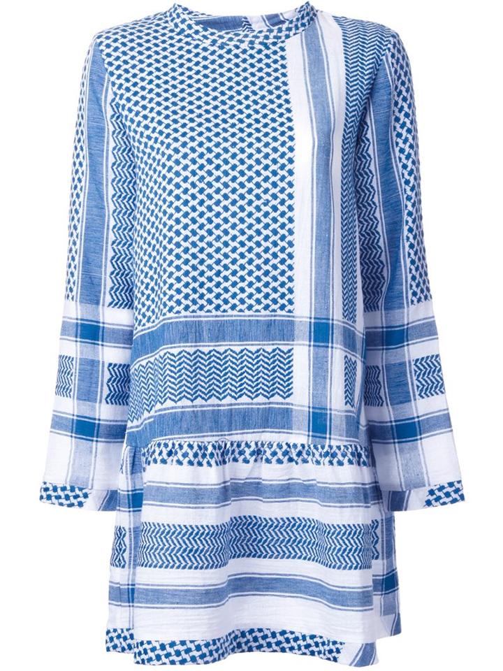 Cecilie Copenhagen Short Keffiyeh Dress, Women's, Blue, Cotton