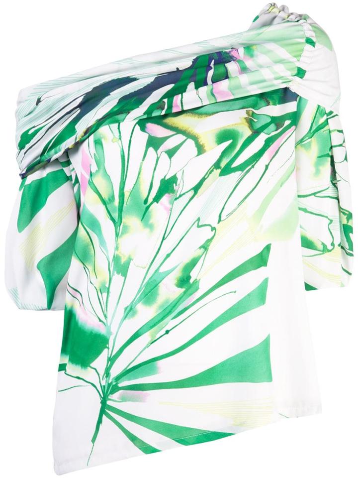 Josie Natori Botaical Palms Off Shoulder Blouse - White
