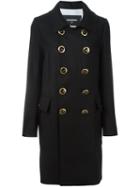 Dsquared2 Double Breasted Coat, Women's, Size: 40, Black, Silk/polyester/virgin Wool
