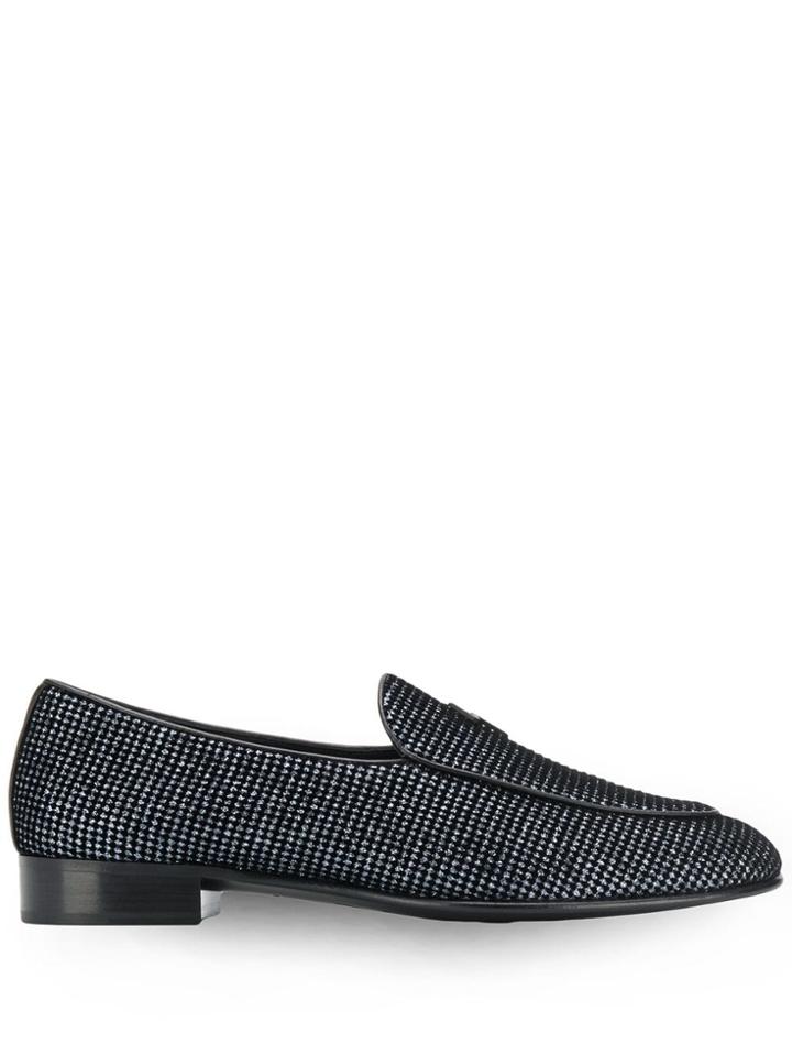 Giuseppe Zanotti Glitter Velvet Loafers - Grey