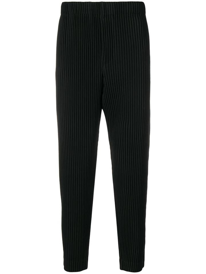 Homme Plissé Issey Miyake Pleated Tapered Trousers - Black