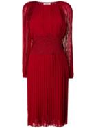 P.a.r.o.s.h. Lace Detail Pleated Dress - Red