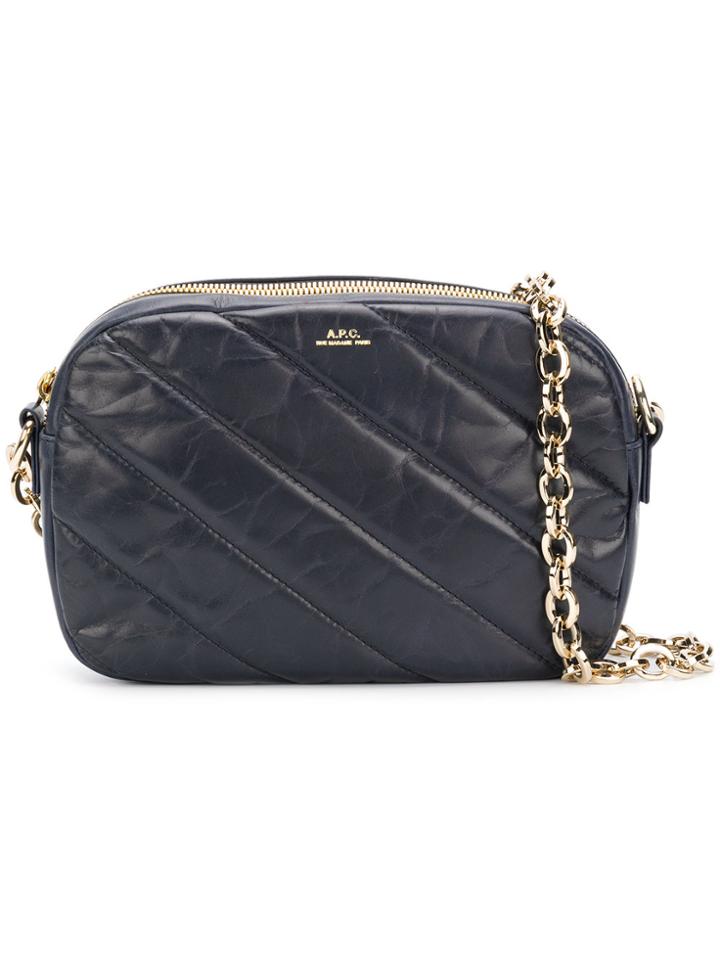A.p.c. Quilted Logo Stamp Bag - Blue