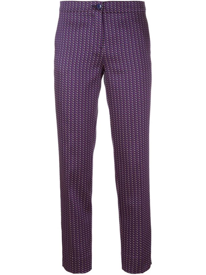 Etro Geometric Pattern Trousers, Women's, Size: 40, Pink/purple, Polyester