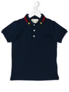 Gucci Kids - Bee And Web Collar Polo Shirt - Kids - Cotton/spandex/elastane - 4 Yrs, Blue