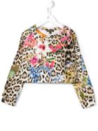 Roberto Cavalli Kids Leopard And Floral Print Sweatshirt, Girl's, Size: 8 Yrs