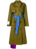 Msgm Scarf Detail Trench Coat - Green