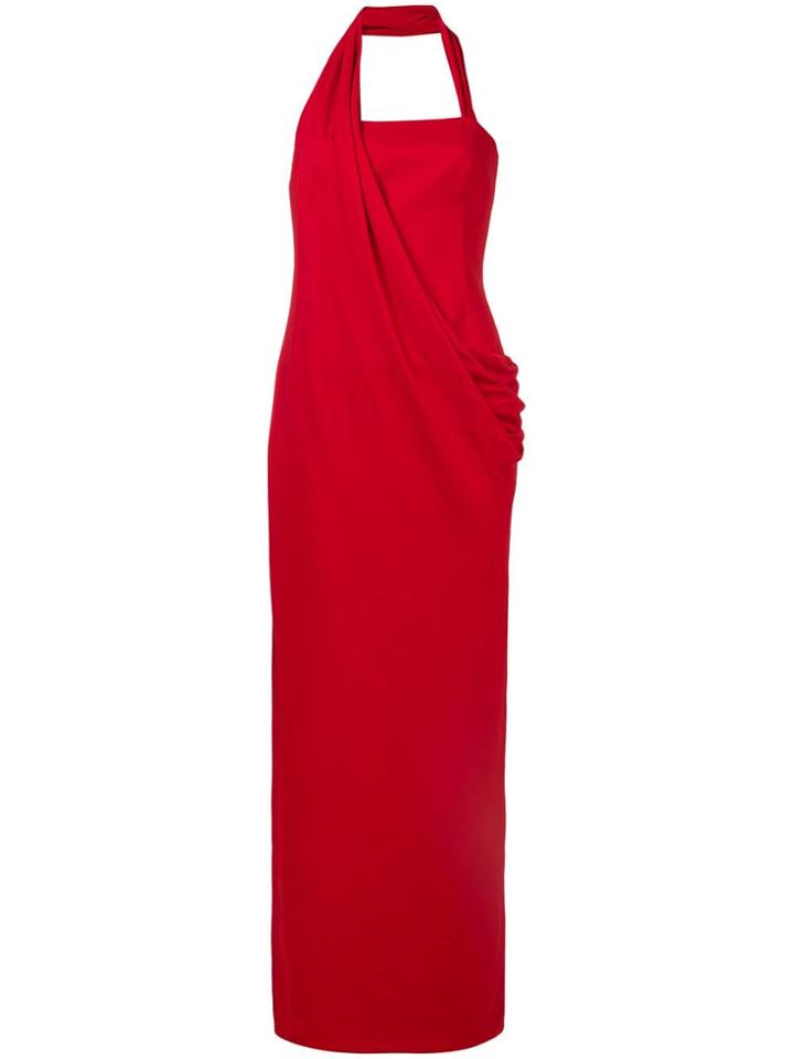 Versace Draped Side-slit Dress - Red