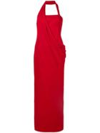 Versace Draped Side-slit Dress - Red