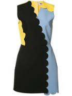 Msgm Scalloped Wrap Dress, Women's, Size: 2, Black, Polyester/spandex/elastane/viscose
