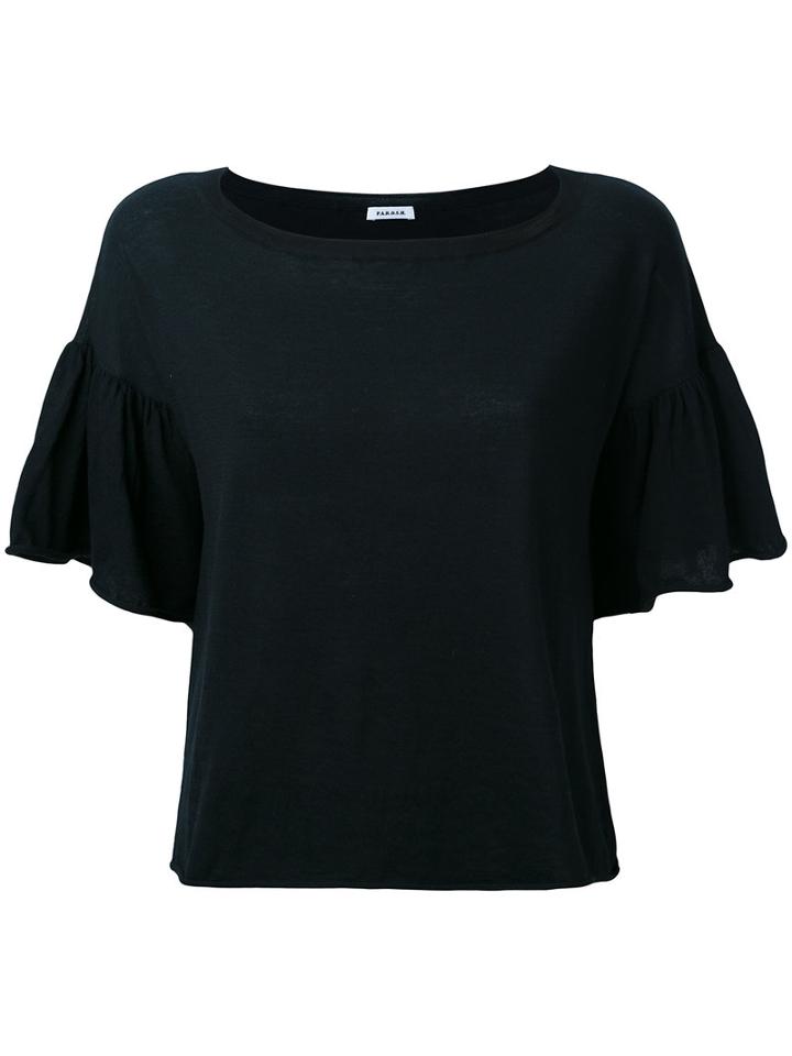 Ruffled Sleeves T-shirt - Women - Cotton - M, Black, Cotton, P.a.r.o.s.h.