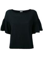 Ruffled Sleeves T-shirt - Women - Cotton - M, Black, Cotton, P.a.r.o.s.h.