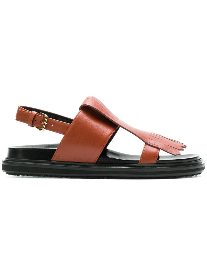 Marni Fussbett Fringed Sandals - Brown