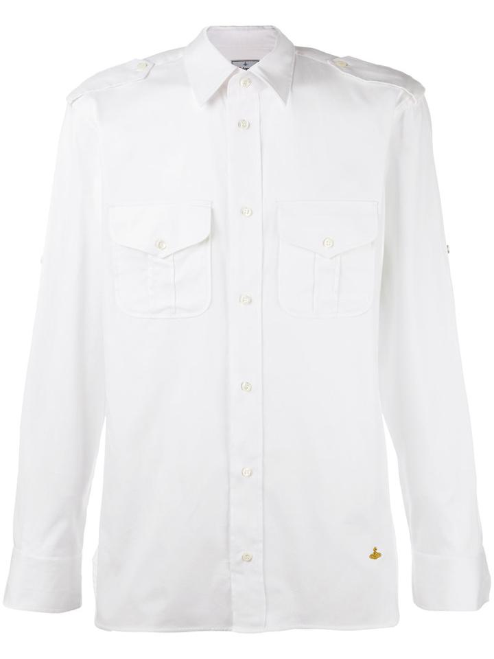 Vivienne Westwood Man Front Pockets Plain Shirt, Men's, Size: 48, White, Cotton