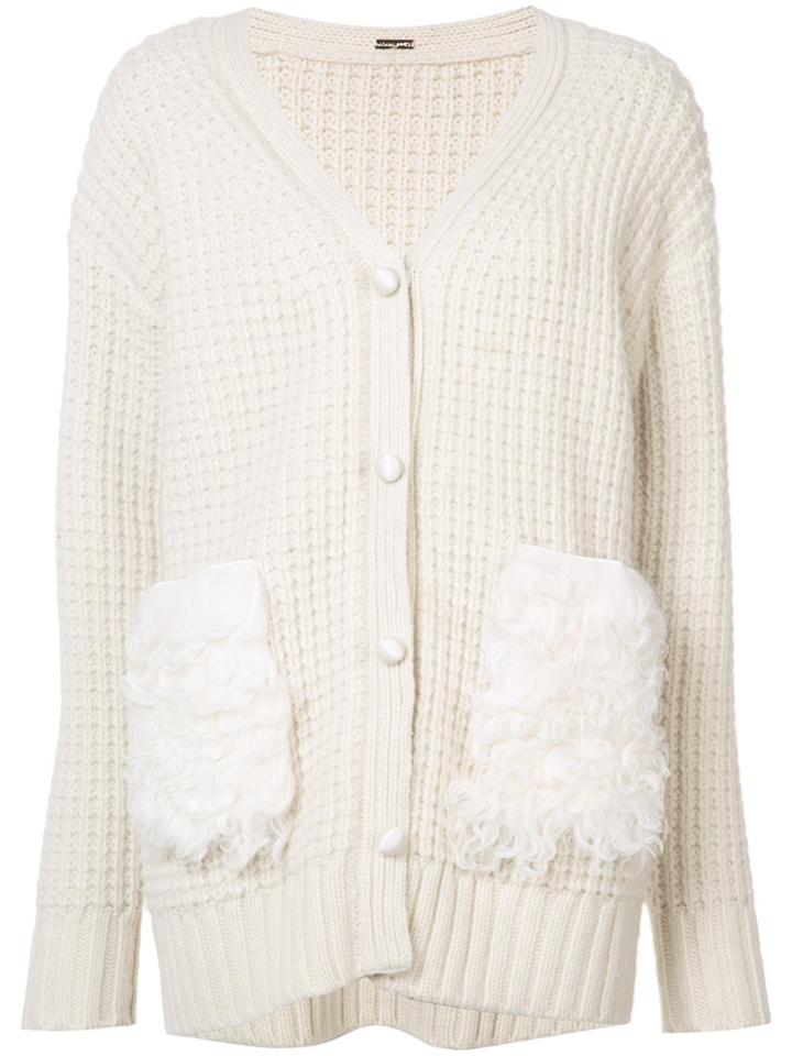 Adam Lippes Cardigan With Shearling Pocket - Nude & Neutrals