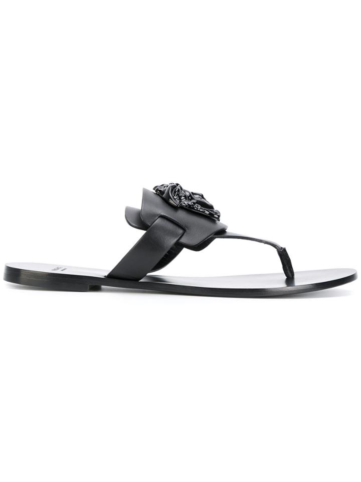 Versace Medusa Palazzo Flip Flops - Black