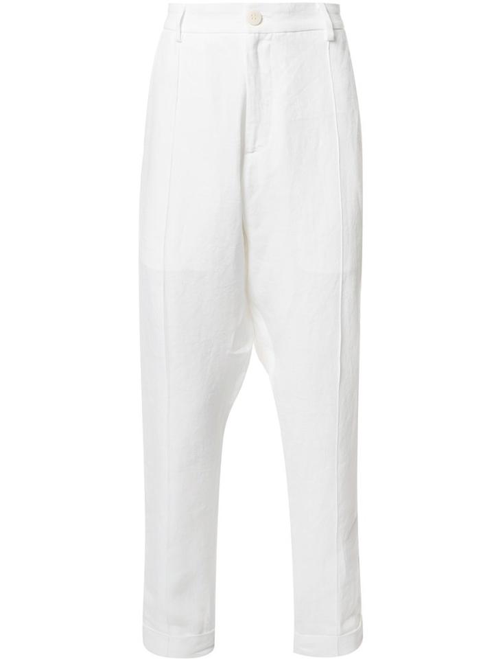 Isabel Benenato Rear Paint Detail Trousers, Men's, Size: 48, White, Cotton