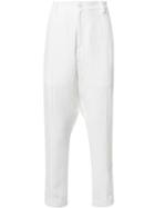 Isabel Benenato Rear Paint Detail Trousers, Men's, Size: 48, White, Cotton