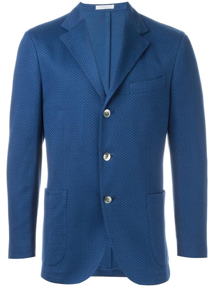 Boglioli Three Button Blazer, Men's, Size: 52, Blue, Cotton/cupro