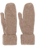 Wood Wood Elna Ribbed-knit Gloves - Brown