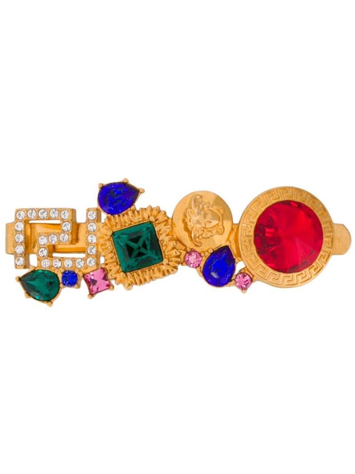 Versace Embellished Hair Clip - Gold