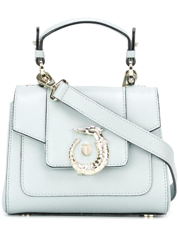 Trussardi Logo Plaque Crossbody Bag, Women's, Blue, Calf Leather/polyester