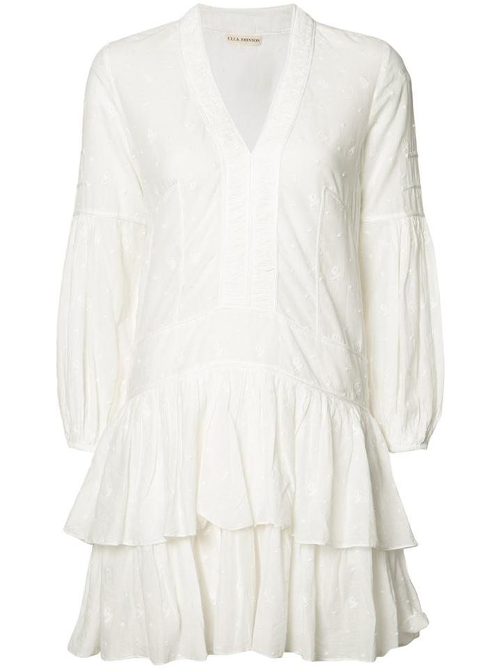 Ulla Johnson V-neck Jaclyn Mini Dress, Women's, Size: 2, White, Cotton