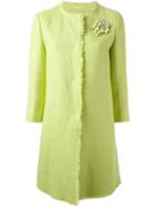 Ermanno Scervino Embellished Fringed Hem Coat, Women's, Size: 42, Green, Linen/flax/polyamide/acetate/cupro