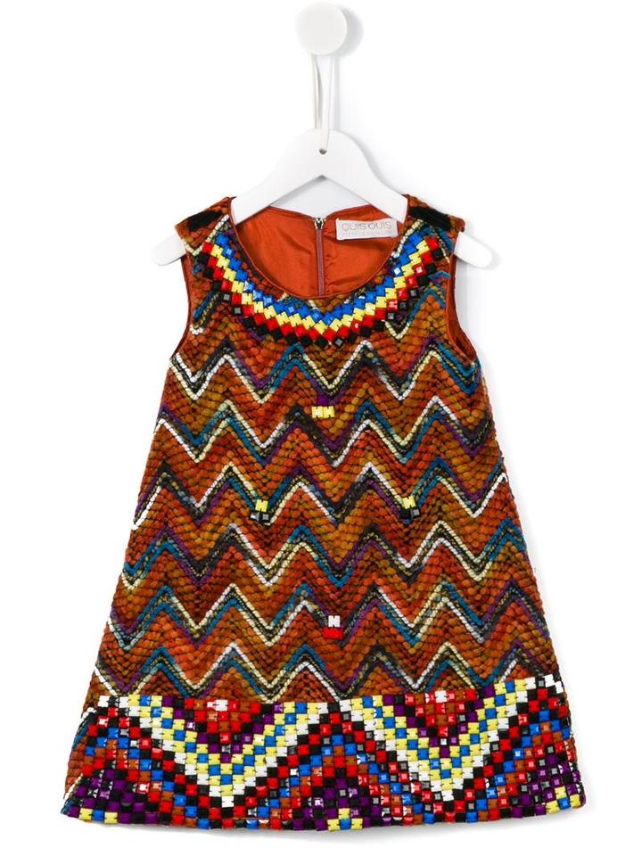 Quis Quis Zig-zag Patterned Dress, Girl's, Size: 8 Yrs