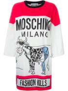 Moschino Fashion Kills T-shirt Dress, Women's, Size: Large, White, Cotton