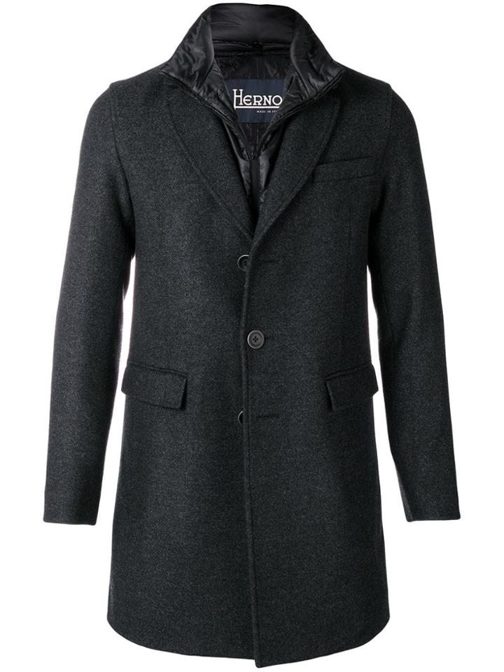 Herno Classic Single-breasted Coat - Grey