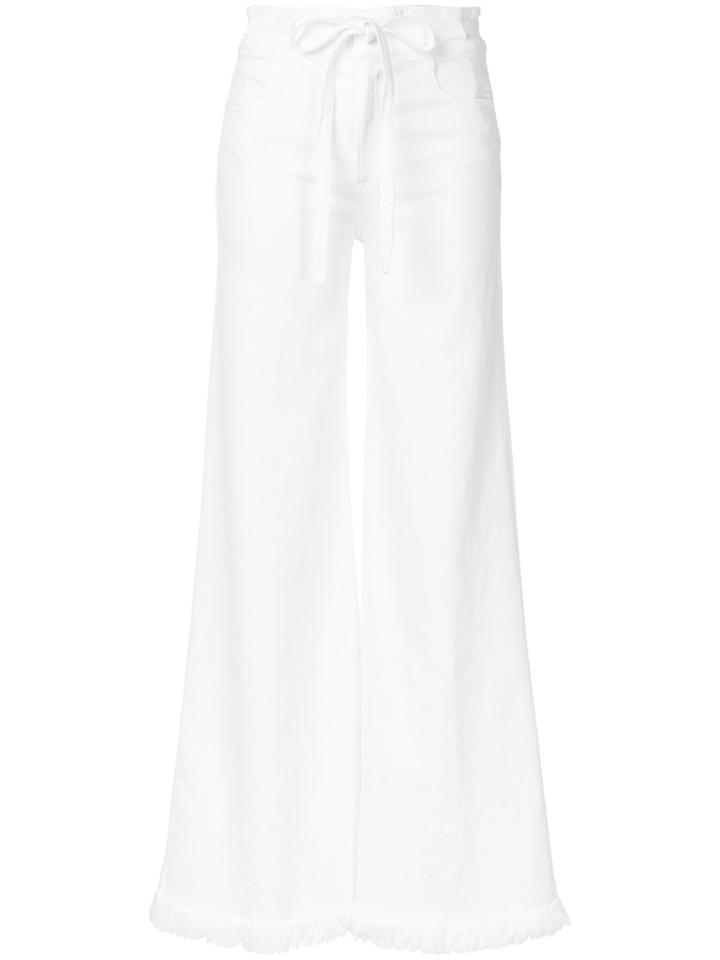 Frame Denim Distressed High-rise Flared Jeans - White