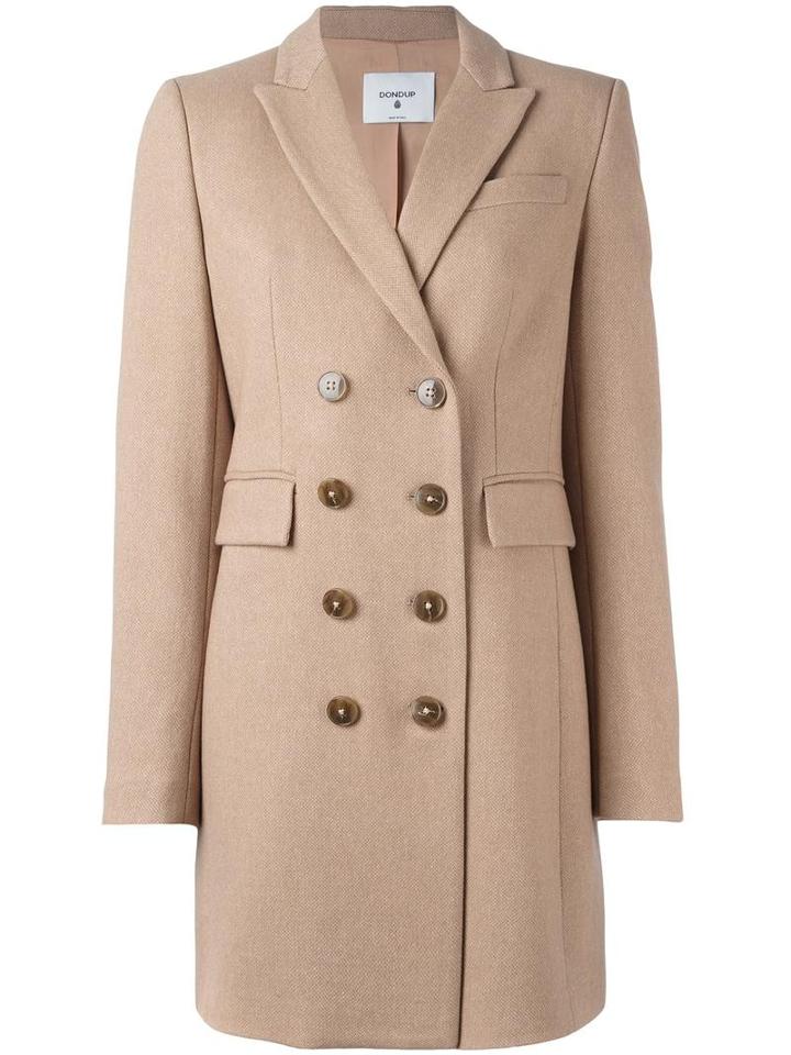 Dondup Flap Pockets Double-breasted Coat, Women's, Size: 42, Nude/neutrals, Acetate/viscose/wool/polyester
