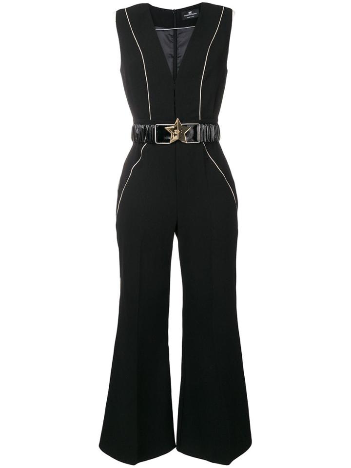 Elisabetta Franchi Contrast Piped Jumpsuit - Black