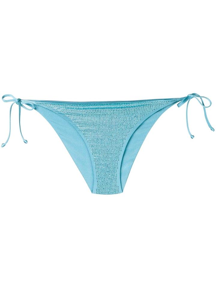 Fisico Embellished Side Tie Bikini Bottoms - Blue
