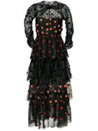 Isa Arfen Tiered Polka Dot Tulle Gown - Black