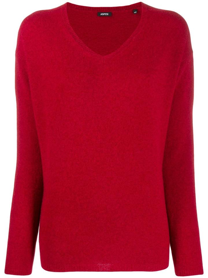 Aspesi Knit V-neck Sweater - Red