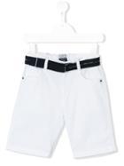 Lapin House - Belted Denim Shorts - Kids - Cotton/spandex/elastane - 8 Yrs, Boy's, White