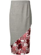 Snow Xue Gao Contrast Panel Long Skirt - Black