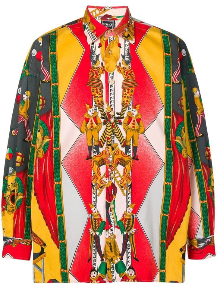 Versace Vintage 1990's Circus Print Shirt - Red