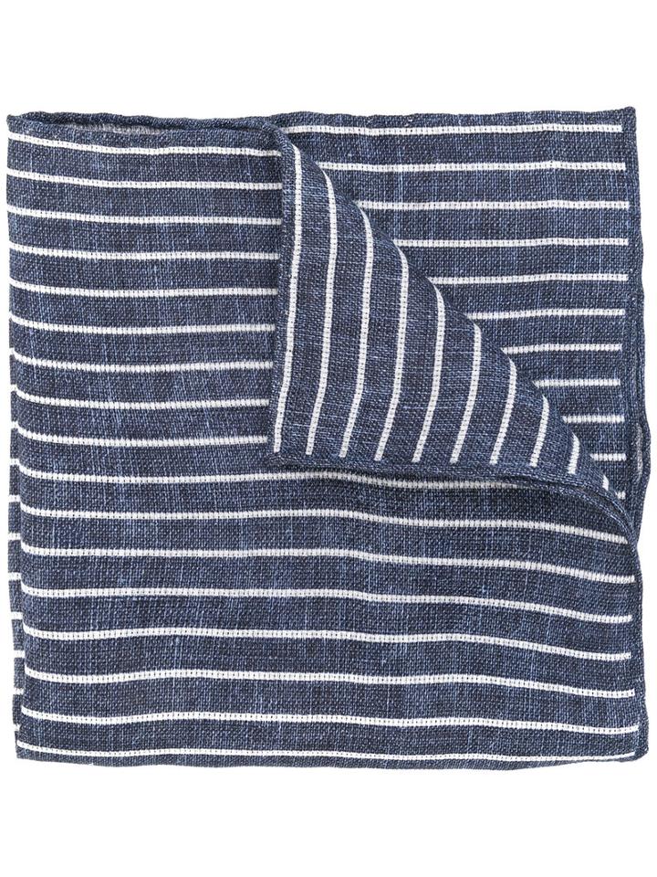 Brunello Cucinelli - Striped Scarf - Men - Cotton/linen/flax - One Size, Blue, Cotton/linen/flax
