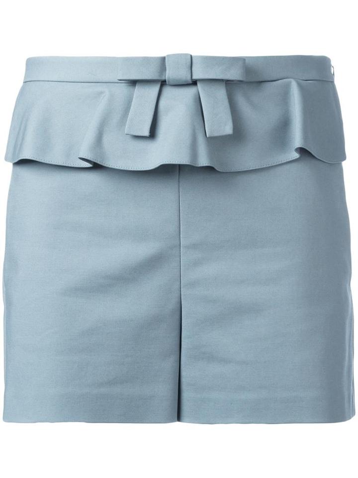 Red Valentino Bow Detail Shorts, Women's, Size: 42, Blue, Cotton/spandex/elastane/polyester/acetate