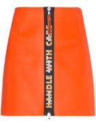 Heron Preston Leather Mini Skirt With Zip - Yellow & Orange
