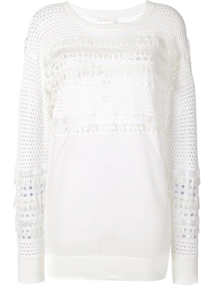 Chloé Mesh Effect Sweater - White