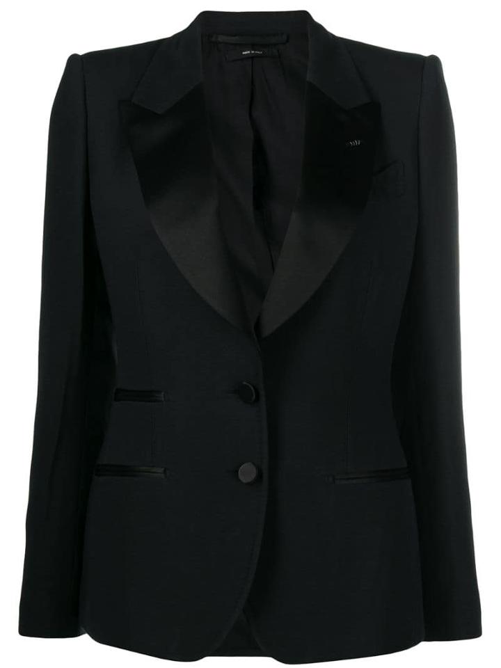 Tom Ford Satin Lapel Blazer - Black